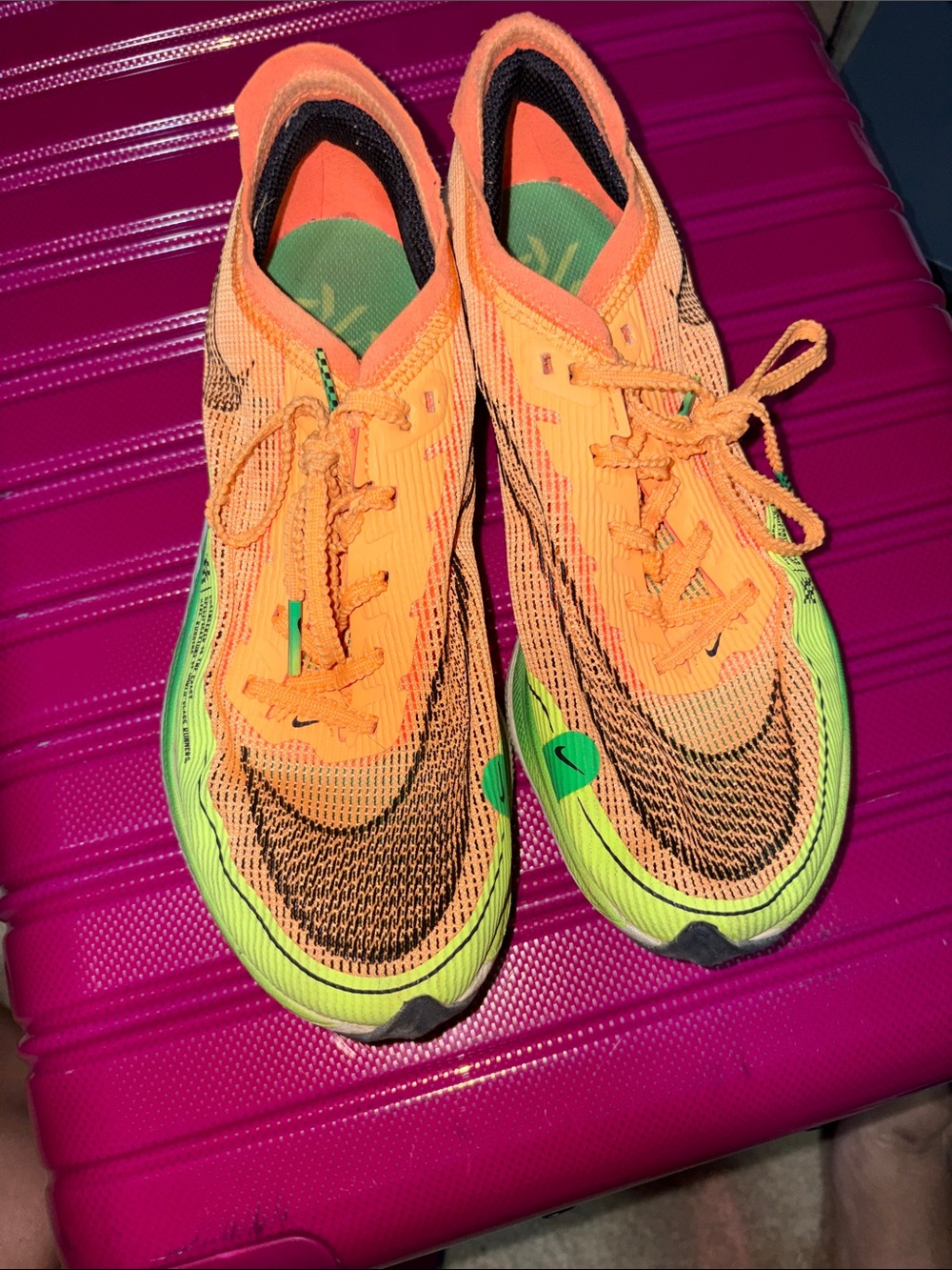 Nike Kids Orange and Neon Green Running Sneakers